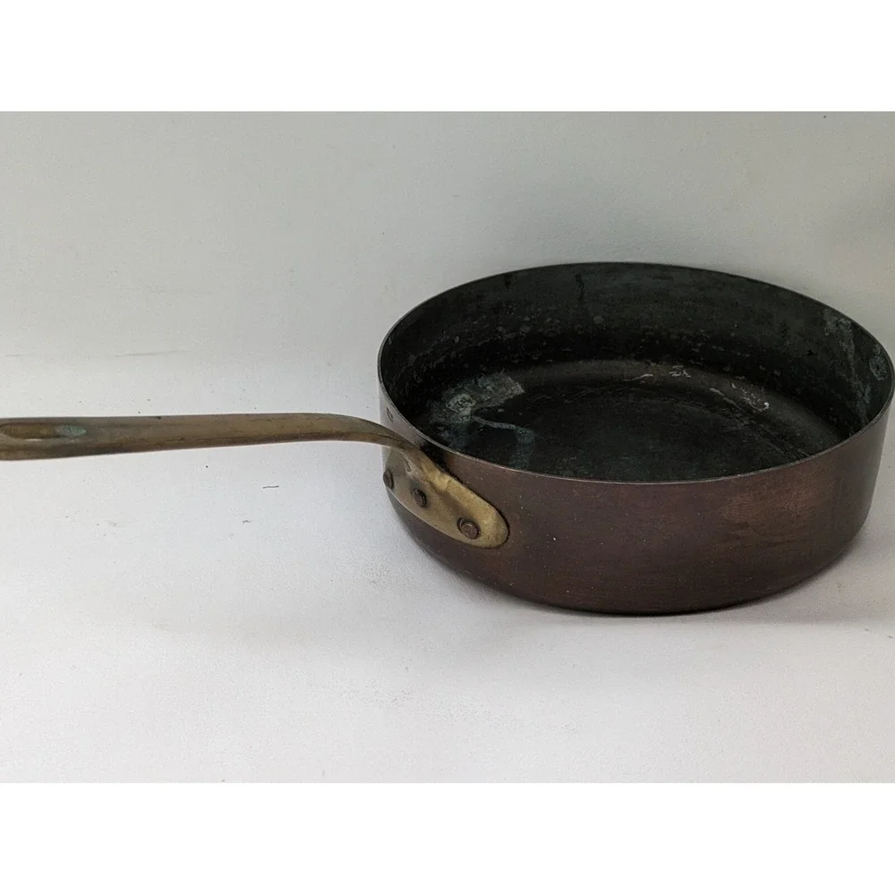 Design Store France Copper Sauce Pan Tin Lined 9.5 Inch Diameter 3 Inch Tall